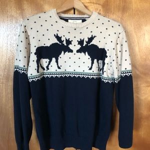 Vintage L Moose Pattern Sweater